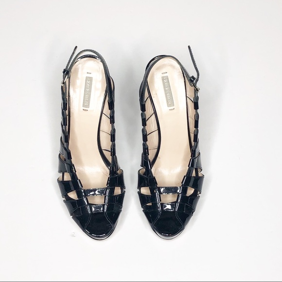 Giorgio Armani Black Patent Slingback Peeptoe Heels 6 - Picture 8 of 10